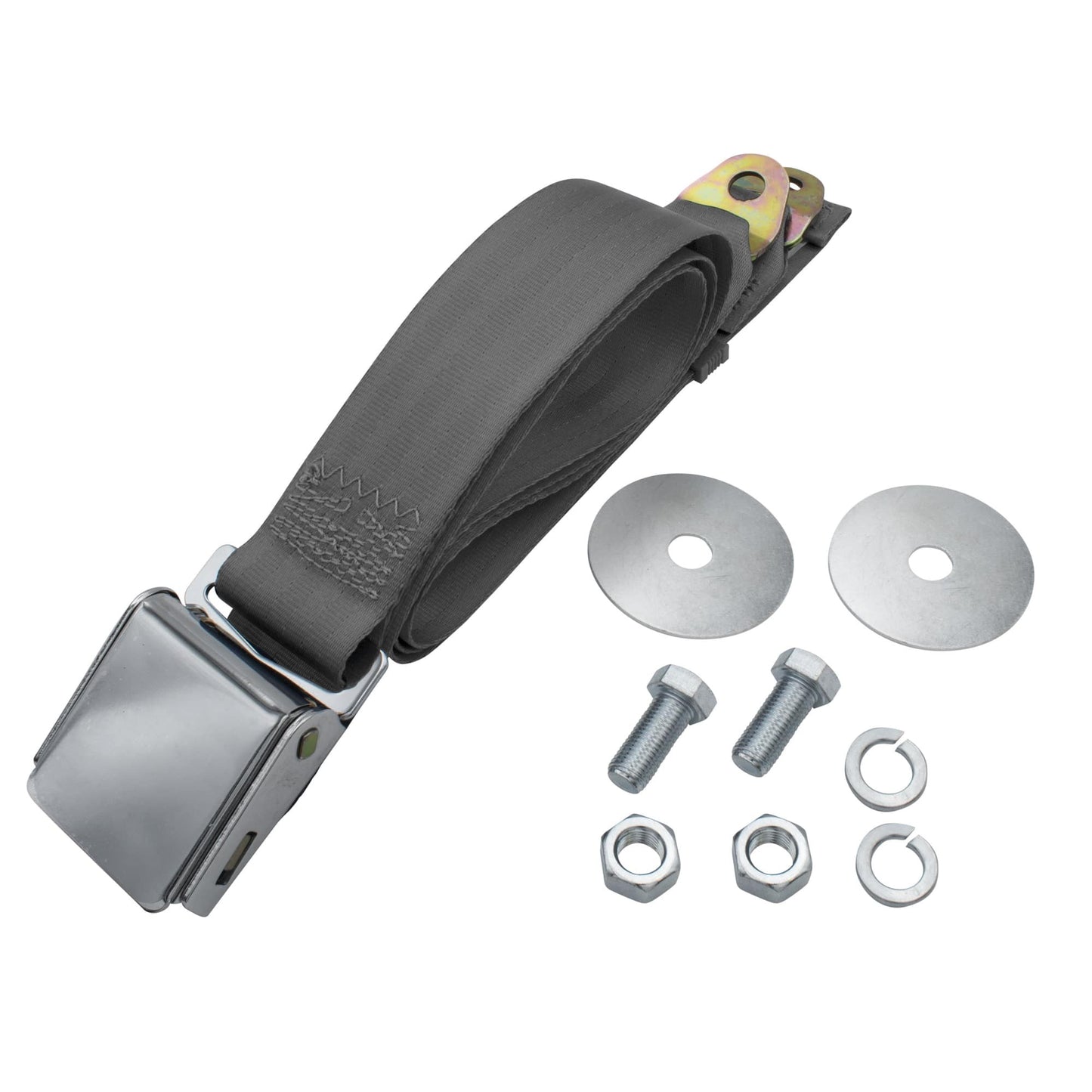 2 Point Lap Seat Belt With Chrome Latch Buckle w/ Hardware, Universal 72", Each