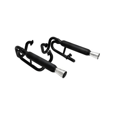Buggy Dual Exhaust Black with Chrome Tips, w/o Heater Box - AA Performance Products