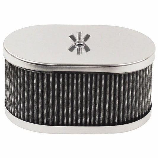 Chrome Air Cleaner WEBER 38-45 DCOE & Dellorto DHLA, 3-1/2" High w/ Gauze (1-Hole Top)