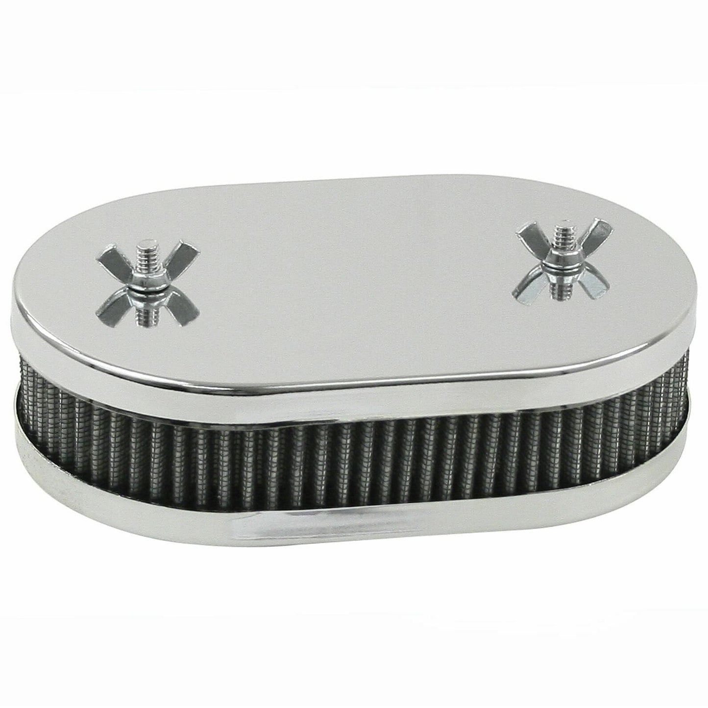 Chrome Air Cleaner WEBER 38-45 DCOE & Dellorto DHLA, 1-3/4" High w/Gauze (2-Hole Top)