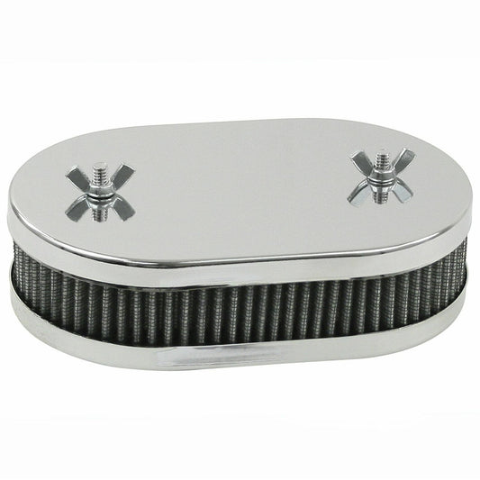 Chrome Air Cleaner WEBER 38-45 DCOE & Dellorto DHLA, 1-3/4" High w/Gauze (2-Hole Top)