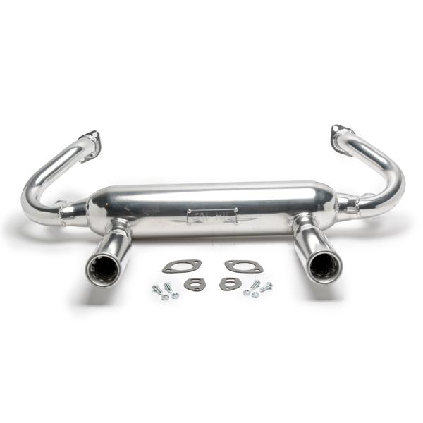 Tri Mil Exhaust, Euro 2-Tip, Dropped Tip, w/o Heat Risers, Ceramic Coated - AA Performance Products
