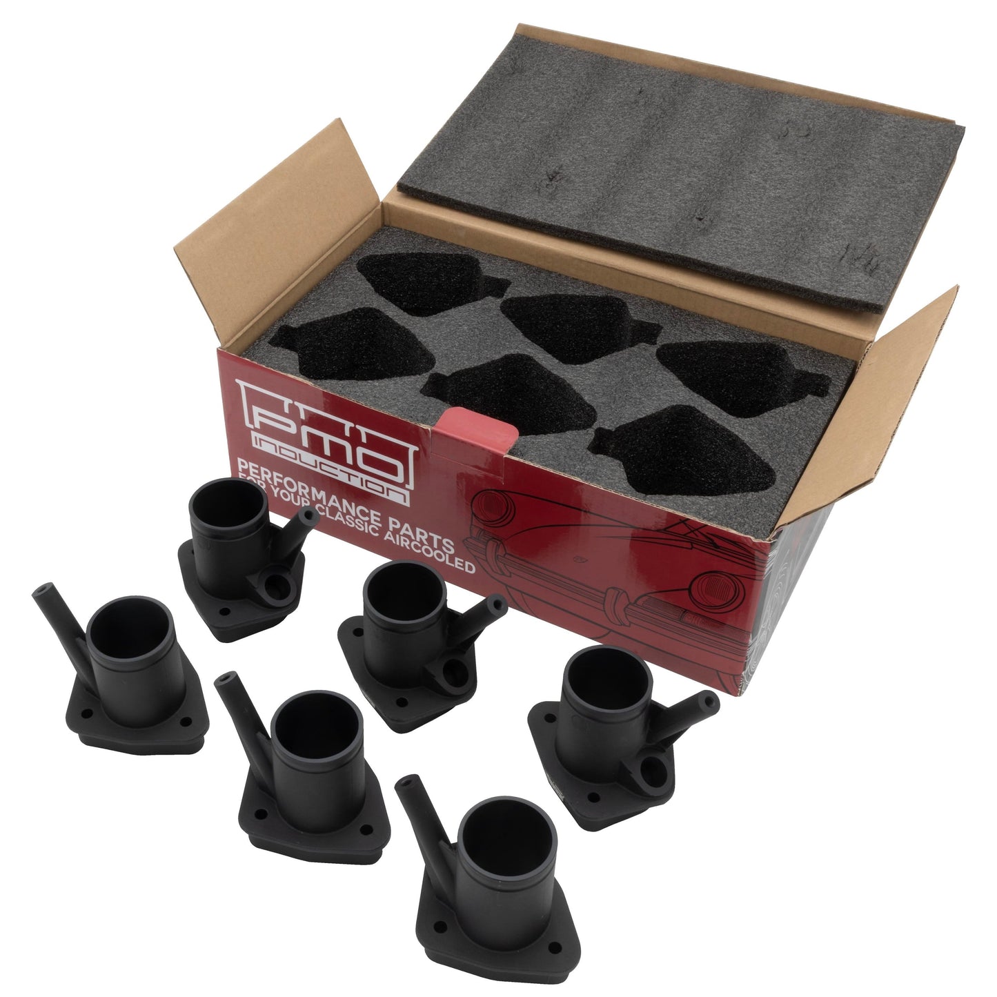 PMO Aluminum Intake Manifold Stacks – Set of 6 for Porsche 993 w/ OE Gaskets