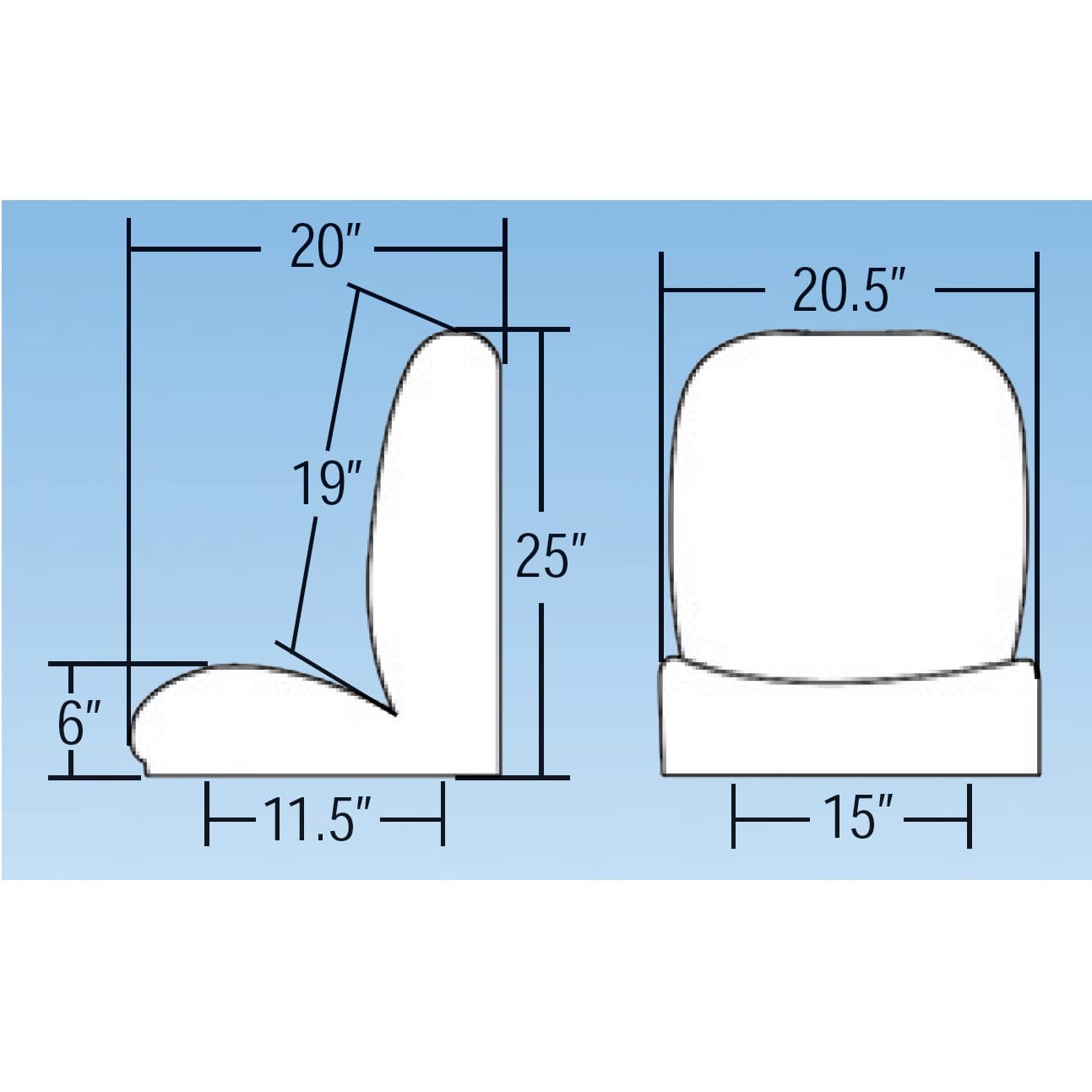 Low-Back Seat Only, Right Side, Black Vinyl, Each